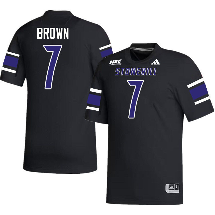 Stonehill Skyhawks #7 Shawn Brown College Football Jerseys,Uniforms Stitched-Black